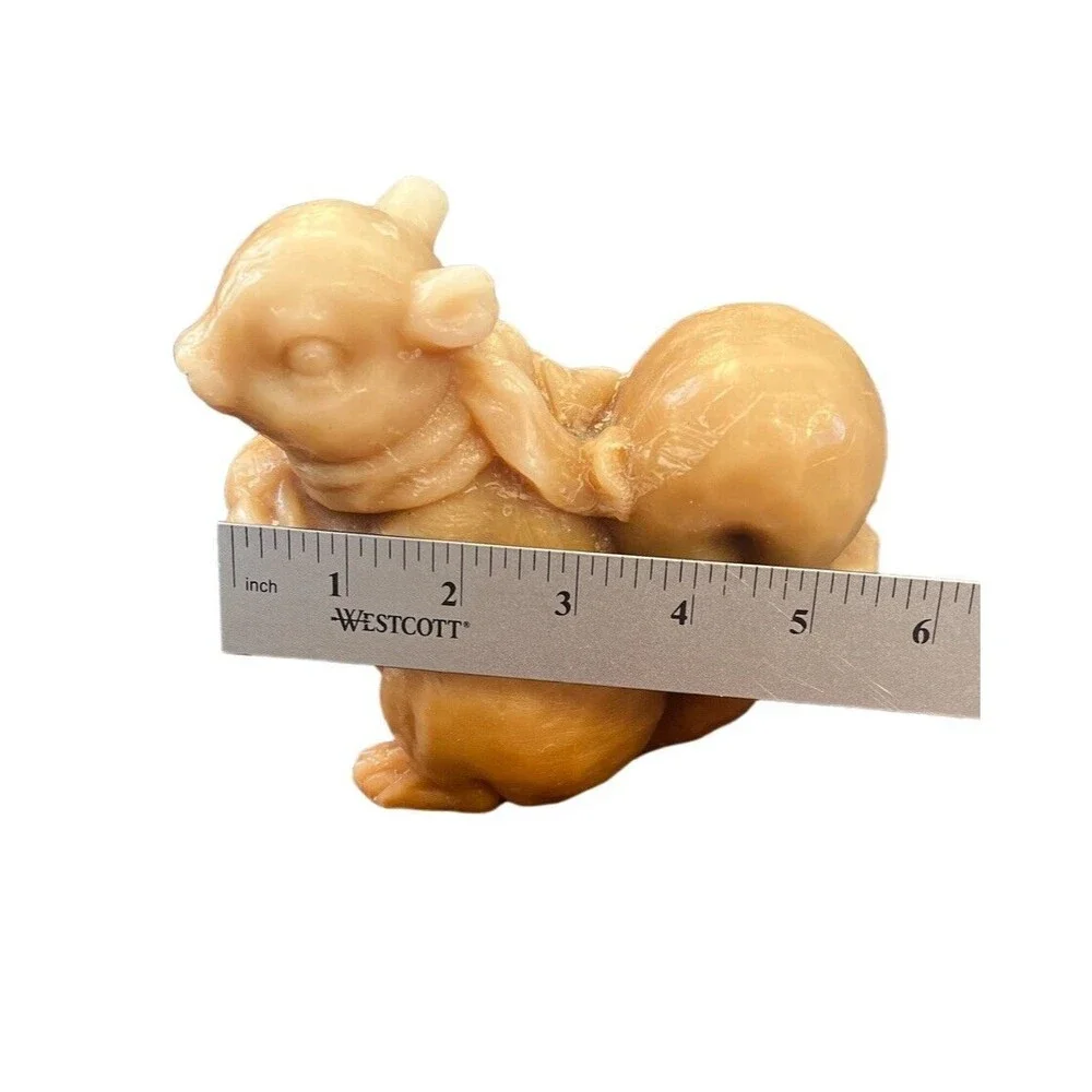 Squirrel Chipmunk Carved‎ Brown Wax Candle
